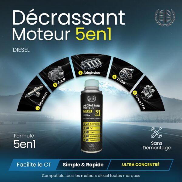 Décrassant et Décalaminant Moteur Diesel 5en1 SNQR – 375mL – Image 5