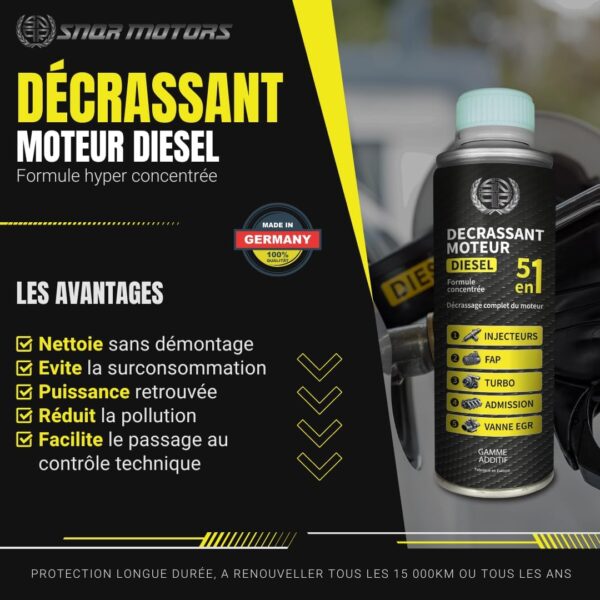 Décrassant et Décalaminant Moteur Diesel 5en1 SNQR – 375mL – Image 2