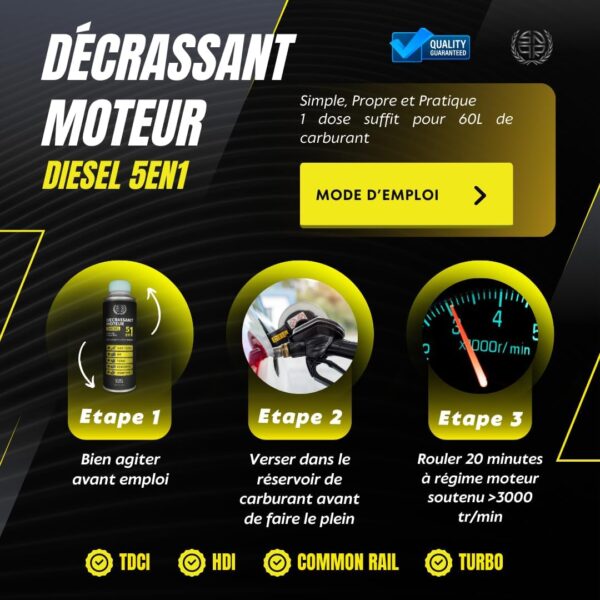 Décrassant et Décalaminant Moteur Diesel 5en1 SNQR – 375mL – Image 3